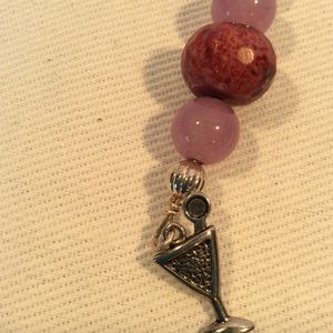 Martini glass zipper pull